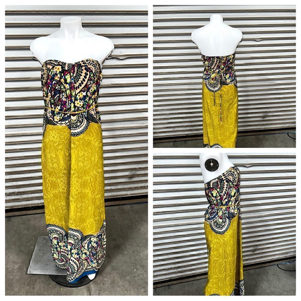 Pink Owl strapless colorful paisley floral maxi dress Size Medium